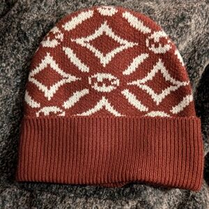 Michael Kors Brown and White Knit Beanie
